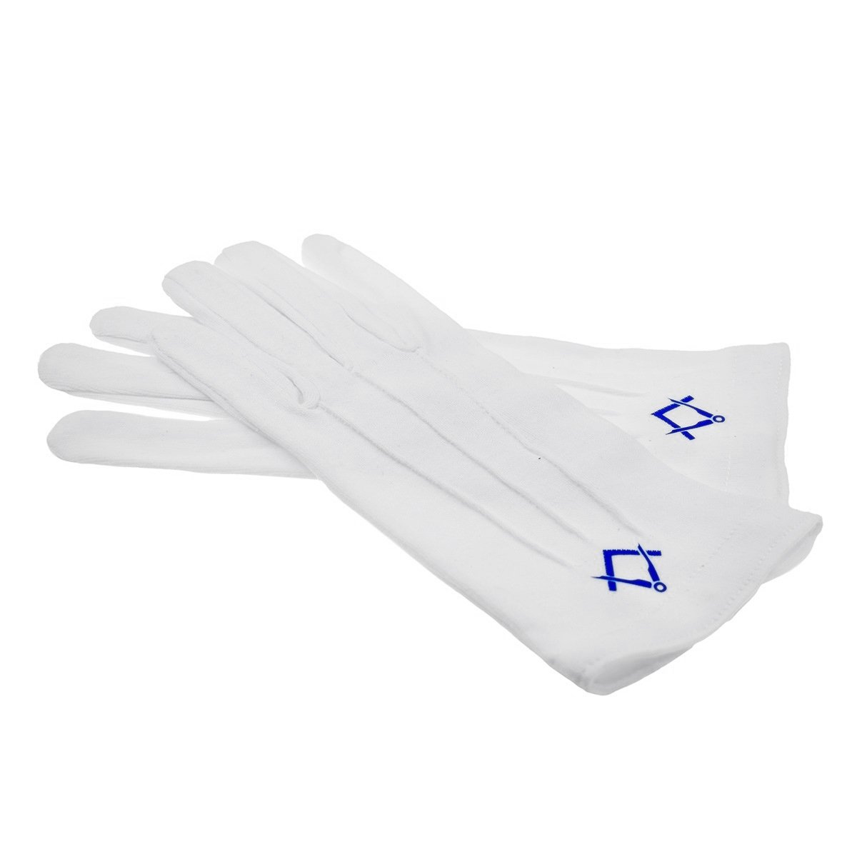 Gtr-Prestige Giftware Men's White One Size Cotton Gloves Blue Masonic Design (Without G) Xlfg023