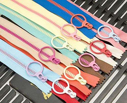 Hossom Harz Reißverschlüsse, 20 stücke/20cm Coil Reißverschlüsse, Bunten Reißverschluss, Reißverschluss Kunststoff mit Metall-Ring für Schneider Nähen Handwerk Tasche Kleidung