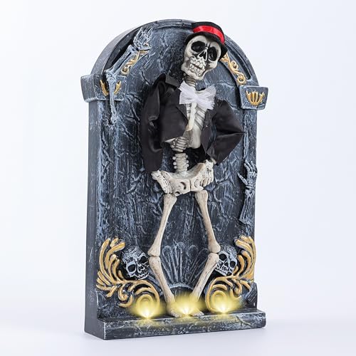EVAPLUS-125-Halloween-Decorations-Animated-Dancing-Skeletons-on-Tombstone-with-MusicHalloween-Decor-Props-with-Motion-Sensor-and-LightHalloween-Haunted-House-Yard-Outdoor-Indoor-DecorHat-Style