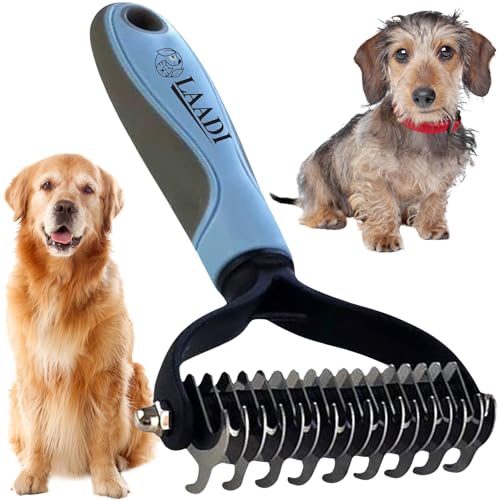 Laadi Dog & Cat Brush - Reduce Shedding by 95% - Double Sided Dem...