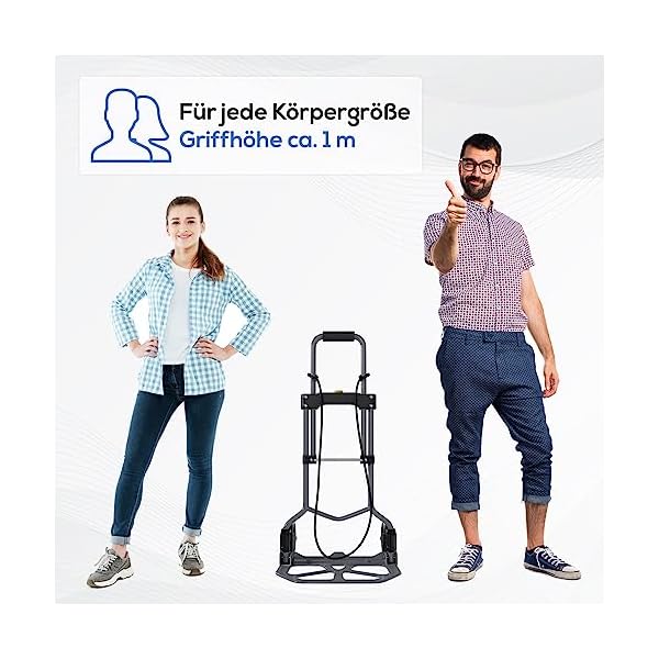 TroniTechnik® Sackkarre Handkarre klappbar, Transportkarre bis 60kg, Klappwagen für Pakete - Karre für Pakete, Transportwagen für Pakete, Gepäck und Einkauf - Vollgummireifen, höhenverstellbar – Bild 7