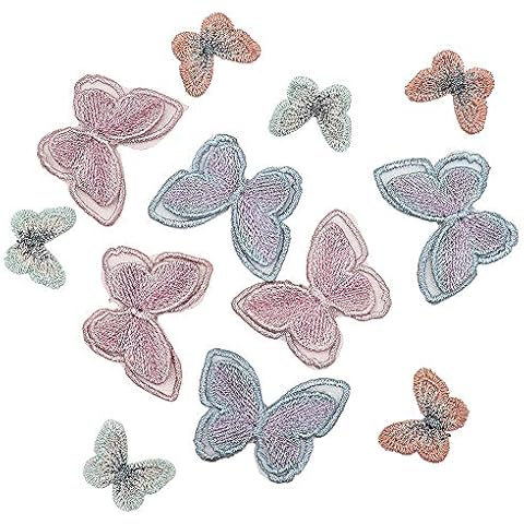 12 Pieces Mixed Butterfly Applique,Sparkling Thread Embroidery Sew-On Butterfly Patches, DIY Clothing/Bag/Headdress Design Accessories Cover