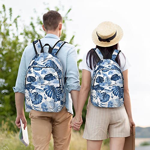 Sac à dos ordinateur portable M grand modèle imprimé fleuri bleu