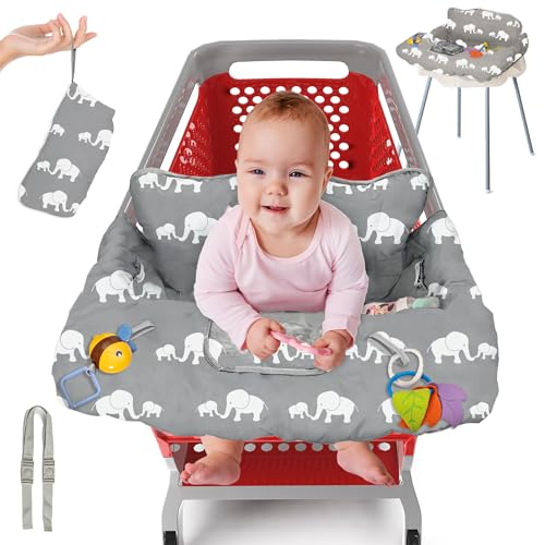 Image of PILLANI Shopping Cart Cover for Baby, High Chair Cover for Restaurant Seat - Grocery Cart Cover for Baby Girl and Boy, Comfortable Cotton Buggy Covers for Babies - Padded Toddler Shopping Cart Cover