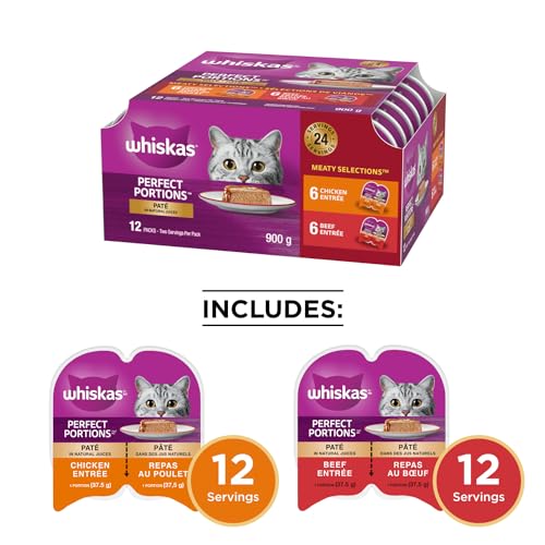 WHISKAS Perfect Portions Meaty Selections Adult Wet Cat Food Paté, 12x75g Tray - Image 3