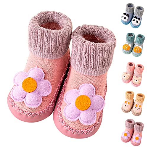 Toddler House Shoes Autumn and Winter Boys and Girls Children Cute Socks Shoes Non Slip Floor Baby Toddler Sports Shoes (Purple, 0-6 Months)3