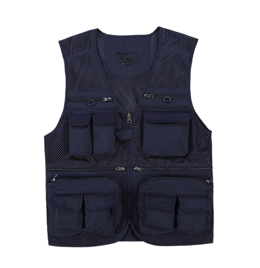 Chaleco de abrigo al aire libre para hombre, chaleco de pesca de verano, herramienta multi-bolsillos malla trabajo chaqueta sin mangas