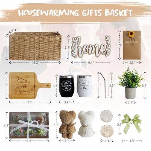 Set cesta regalo para casa, 18 piezas con tabla de cortar de bambú miniatura 3