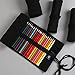 UUYYEO Large Capacity Pen Curtain Canvas Roll Up Pencil Case 36 Slots Pencil Bag Pencils Case Wrap Roll Holder for Coloring Pencil Black