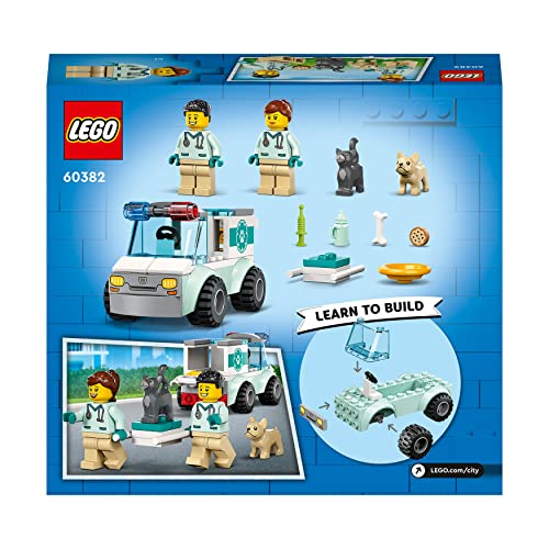 60382 City Furgoncino di Soccorso del Veterinario con Ambulanza Giocattolo, 2 Minifigure e Figure di Animali, Giochi per Bambini e Bambine da 4 Anni in su - Lego - Immagine 7