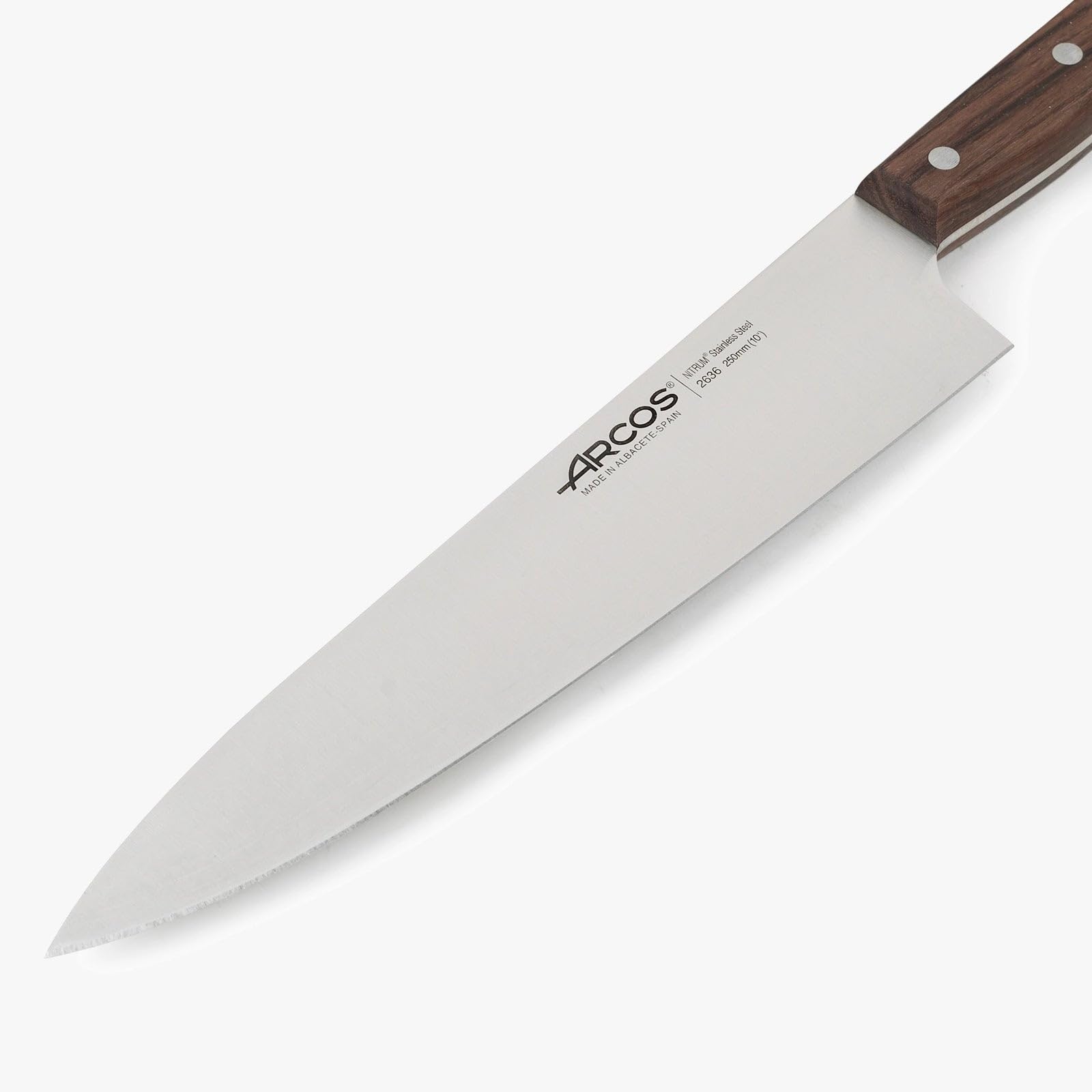 Arcos Cuchillo Cocinero Profesional - Hoja de Acero Inoxidable NITRUM 250 mm - Mango de Madera Palisandro - Corte Preciso y Duradero - Serie Atlantico