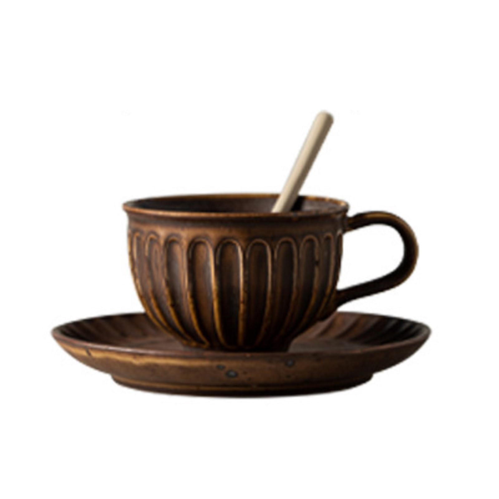 C,Bafnsiji Porcelanowa filiżanka kawy z espresso z spodkiem i łyżką, zestaw do herbaty i spodka, zestaw do espresso o pojemności 170 ml, filiżanka do kawy ceramicznej, zestaw filiżanek Cappuccino