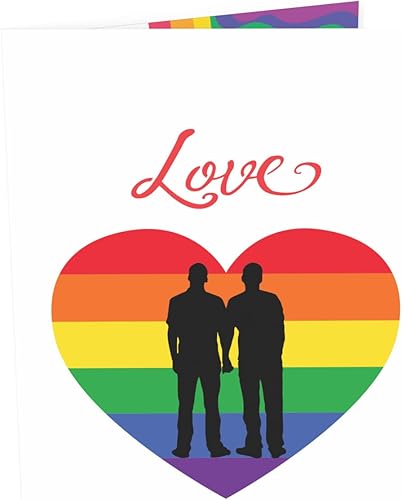 Miniatura 7 de Tarjeta de felicitación desplegable 3D Gay Love - Aniversario romántico, feliz boda, regalo del día de San Valentín, diseño de corazón arcoíris y
