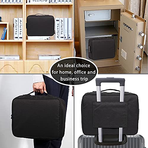 Image of Multi-function Document Organizer,Safe File Storage Bag with Lock,Portable Home Office Travel File Folder for Certificates,Laptop,Bank Cards,Passport,Contracts,Cards (Black)