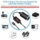 USB C Stecker auf 12V Auto Zigarettenanzünder Buchse Adapter Kabel Konverter mit Voltmeter Anzeige, Einstellbare Spannung 5V/9V/12V, Geeignet für Auto Ladegerät, GPS, Dash Cam