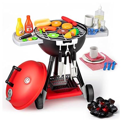 JOYIN 34 PCS Cooking Toy Set, Kitchen Toy Set, Toy BBQ Grill Set, Little Chef Play, Kids Grill Playset Interactive BBQ Toy Set for Kids