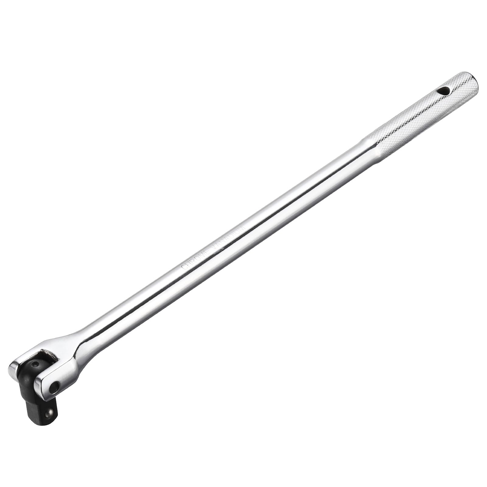 Kozelo Breaker Bar, 15 Inch Length 1/2 Inch Drive Wrench Extender Tool Extra Long 180° Flex Head Internal Circlip Socket CR-V Steel Silver Knurled Handle