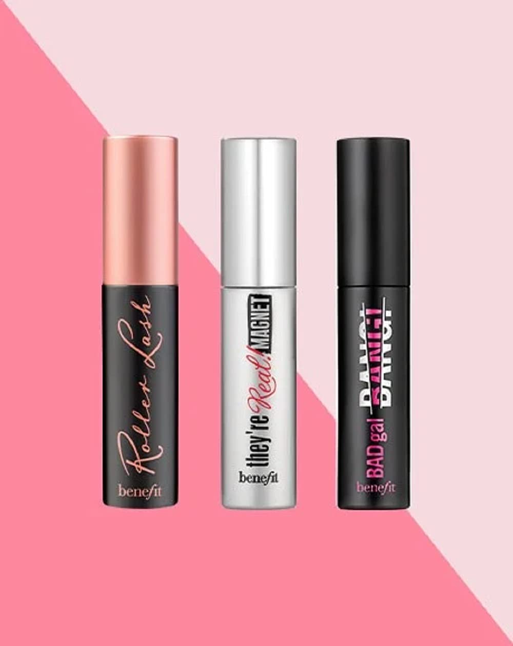 Benefit DELUXE MINI Mascaras Trio (Black) BADgal BANG!, Roller lash, They're Real! Magnet mascaras (Worth £37.50)