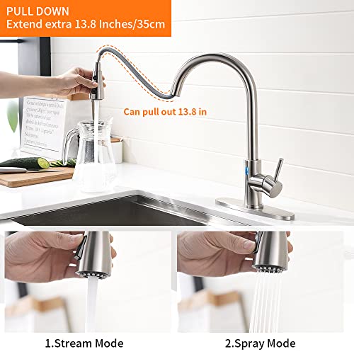 Grifo de cocina extraíble con sensor inteligente Vantor LED níquel 2