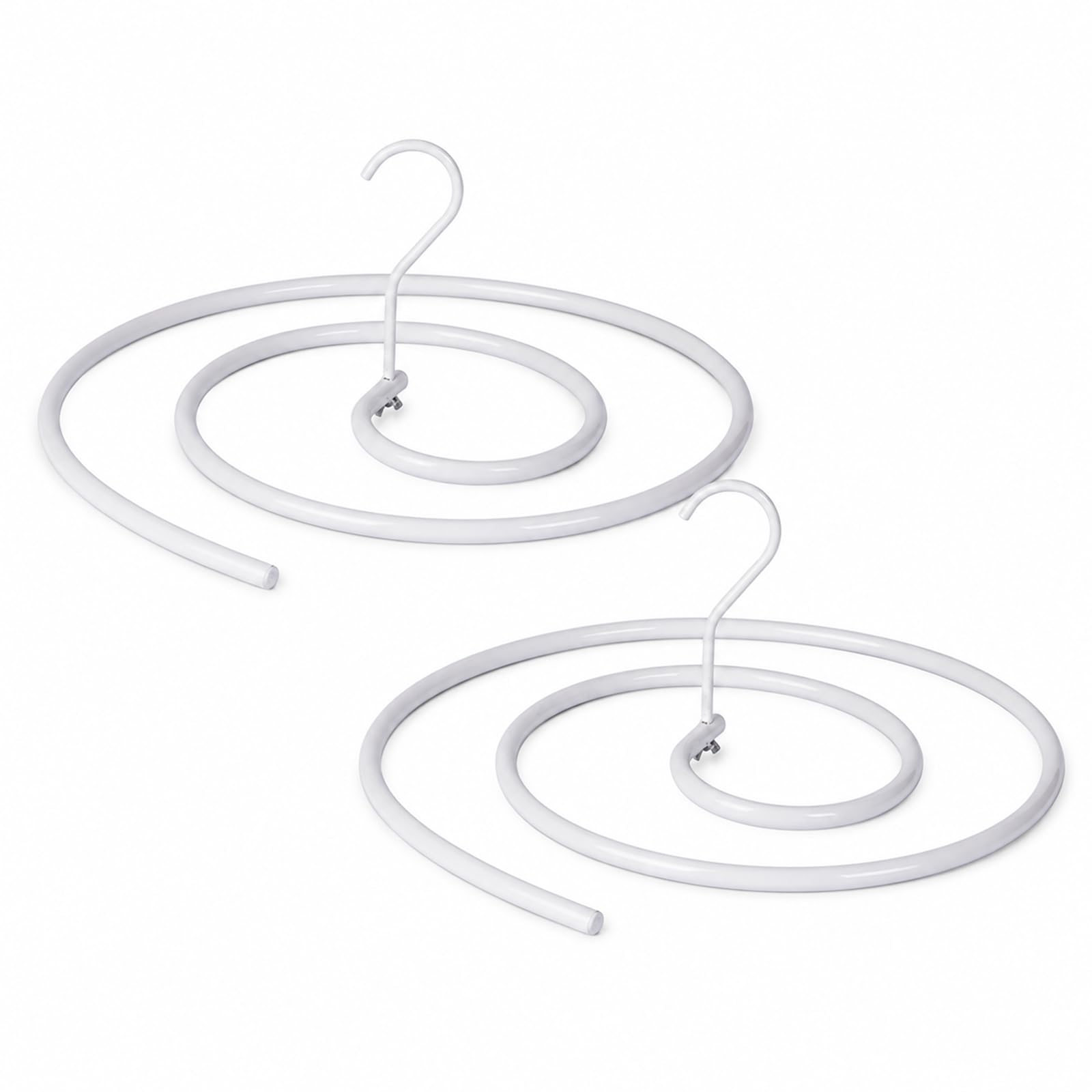 2 Pack Spiral Duvet Dryer Hangers, 40 cm Round Quilt Drying Rack with Detachable Hook, Coated Steel Bedding Hanger for Duvets, Bed Sheets, Blankets, Curtains and Towels, White