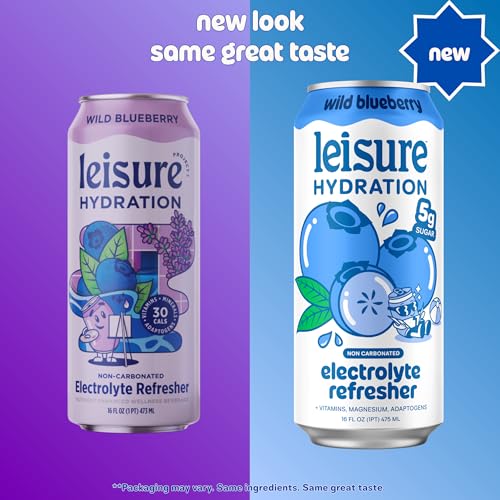 Image of Leisure Hydration Non-Carbonated Electrolyte Refresher, Variety Pack - Low Sugar Nutrient Enhanced Water Beverage - Get The Best Hydration Packed w / Magnesium & Ashwagandha For Mood & Stress Support, Non-GMO, 16 oz (12-Cans)