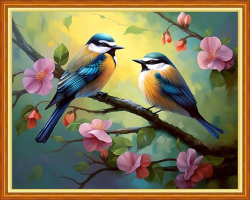 Image of Foxdiviy Stamped Cross Stitch Kits Full Range of Embroidery Needlework Starter Kits for Beginners Adults 11CT Embroidery Patterns Art Crafts DIY Needlepoint Kits-Happy Little Bird 16x20 inch