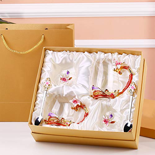 Glass-Tea-Cup-with-LidsFlower-Butterfly-Lead-Free-Handmade-Coffee-Mug-Tea-Cup-with-Flower-SpoonPack-of-2Personalized-Great-for-Women-Wife-Mom-Grandma-present-Girls-Friends-Birthday-Valentines-Day