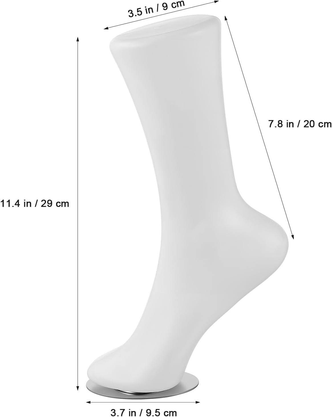 2 Pcs White Mannequin Foot Display Stand for Socks and Ankle Bracelets - 11 Inch Realistic Plastic Foot Model, Shoe Display Form, Jewelry Stand & Photography Props - Professional Retail Fixture
