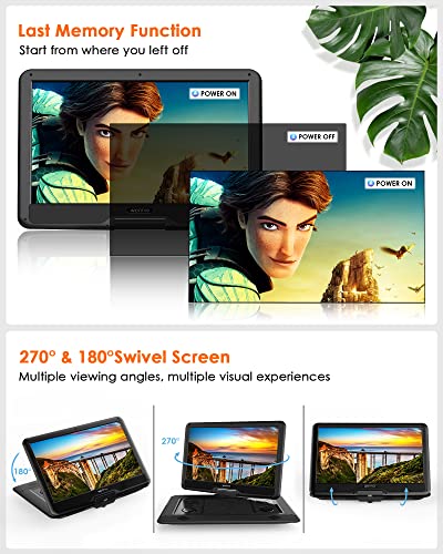 Wonnie 17.9’’ Large Portable Dvd/Cd Player With 15.6‘’ Swivel Screen, 1366X768 Lcd Tft, 6 Hrs 5600Mah Rechargeable Battery, Regions Free, Support Usb/Sd Card/ Sync Tv , High Volume Speaker #TOP5