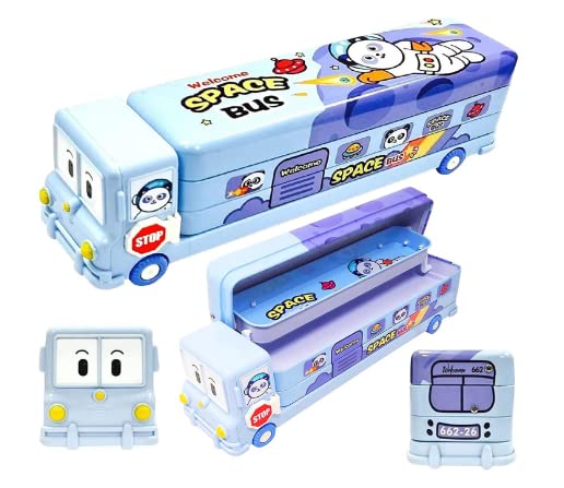 YBN Pvc Multicolour Cartoon Printed School Bus Matal Pencil Box Geometry Box With Moving Tyres And Sharpner For Kids | School Stationery Items For Kids | Color (Blue) (B0BTTWT9CB) Amazon Price History, Amazon Price Tracker