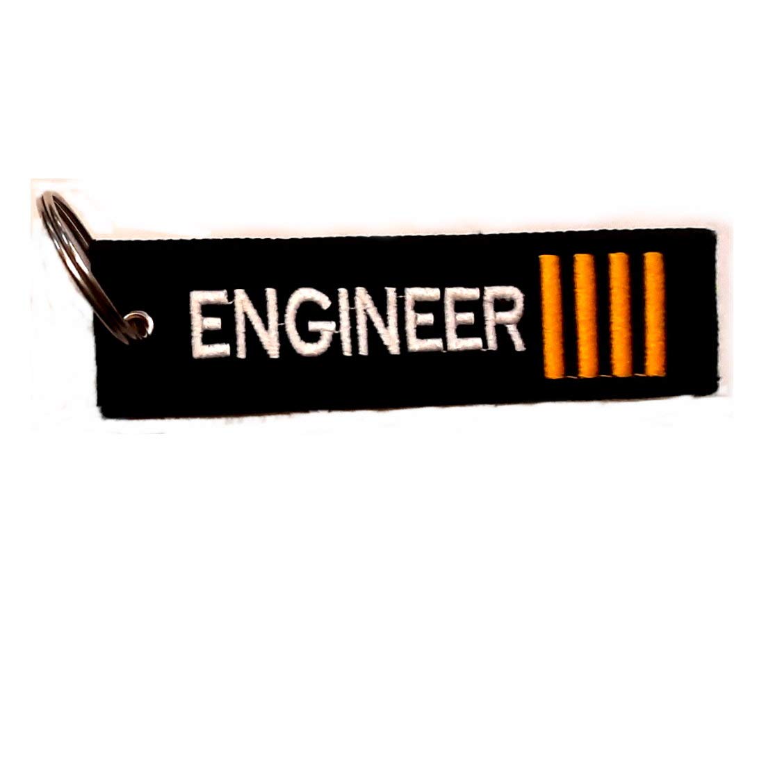 Engineer IIII Black premium embroidery keychain in aviation theme for pilots and crew by Pilot18