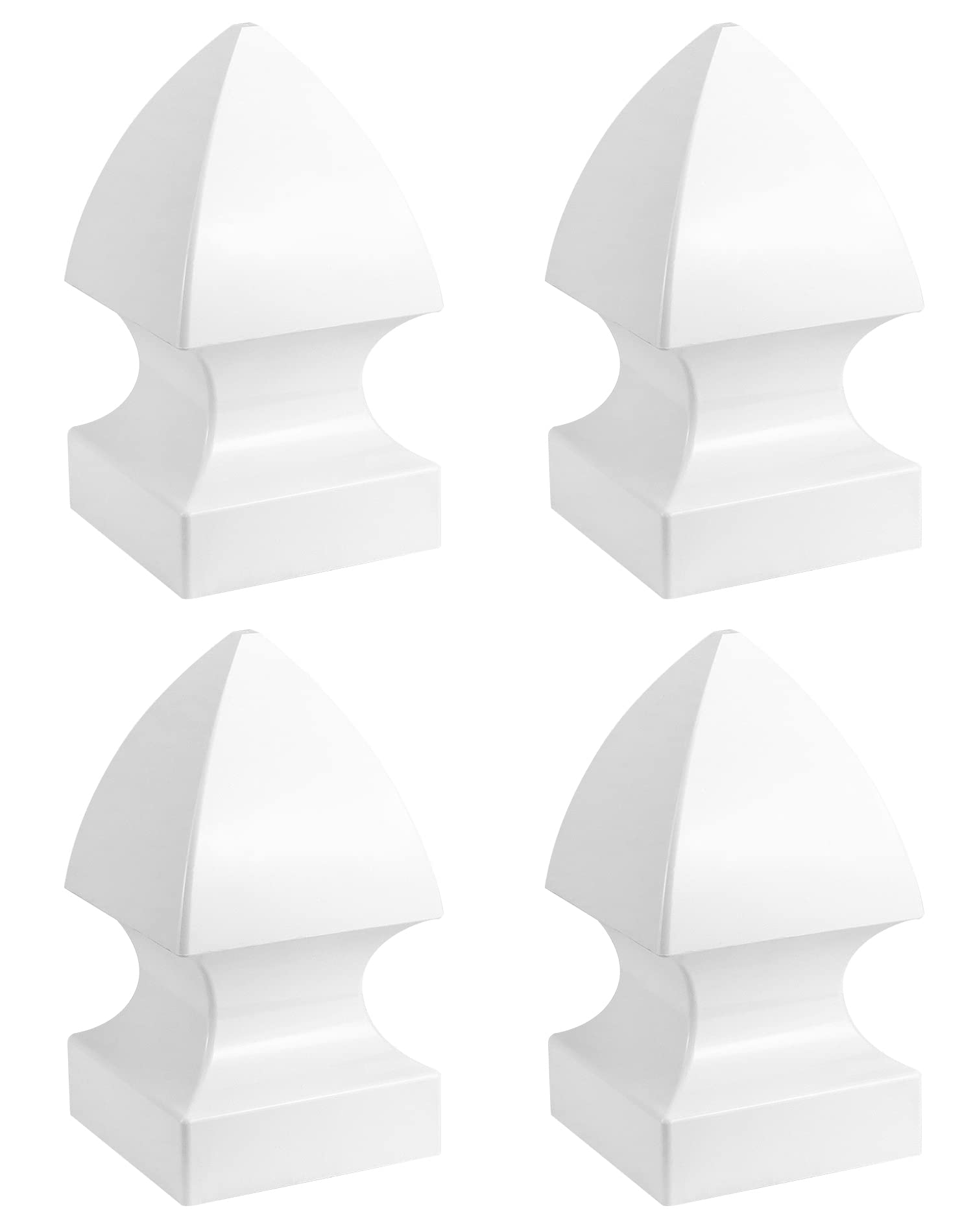 Photo 1 of QWORK 4 Pack 5" Gothic Style Vinyl Fence Post Cap - White