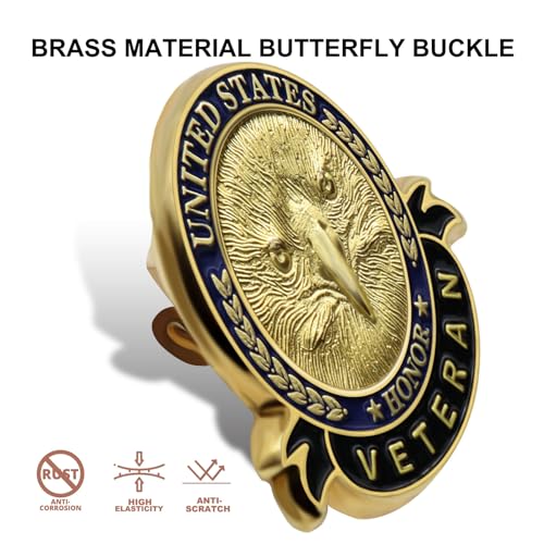 Image of 60 /100 /120 Pcs US Veteran Day Pins- Patriotic American Flag Veterans Day Eagle Lapel pin Badge