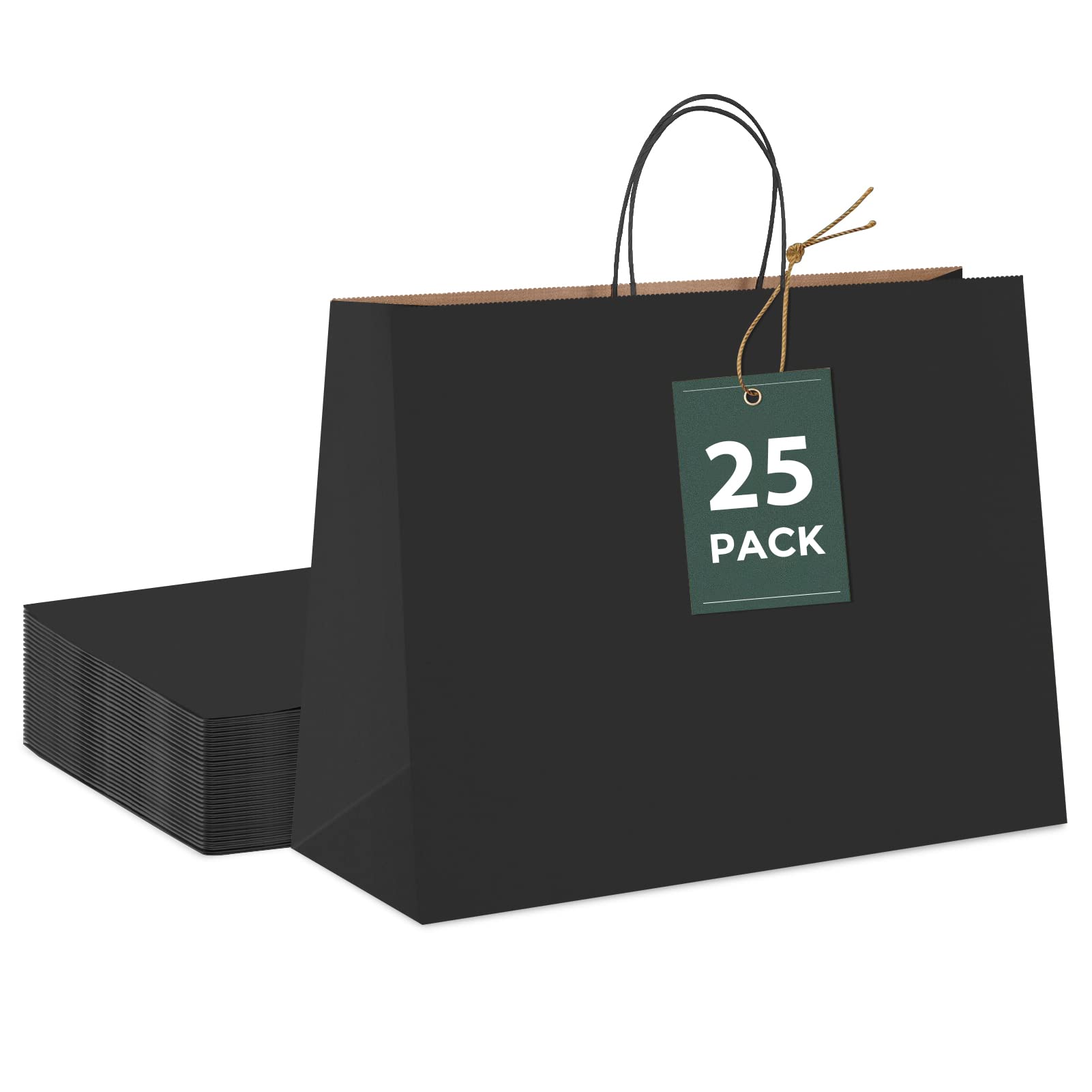 GSSUSA Large Paper Bags with Handles16x6x12 25 Pack, Gift Bag for Small Business, Paper Shopping Bag, Grocery, Food Service Take Out, Large Kraft Paper Bags, Bulk, BlackThe Forest Stewardship Council