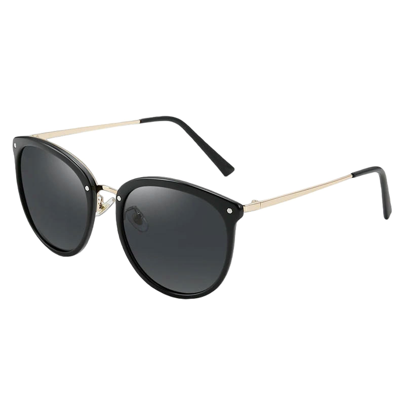 Gyios Sunglasses Vintage Sun Glasses Women Polarized Driving Tr90 Oversized Round Eyewear-black