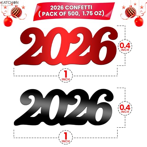 Image of KatchOn, Red and Black Grad Confetti - Pack of 500 | Graduation Confetti Class of 2026 | Grad Table Decorations | Red and Black 2026 Graduation Decorations | Prom Decorations 2026, Graduation Decor