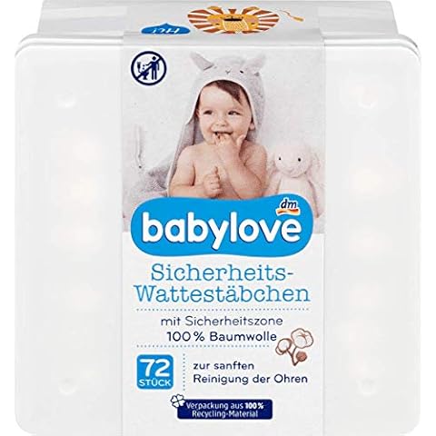 babylove Sicherheits-Wattestäbchen, 1 Packung mit 72 Stück Cover