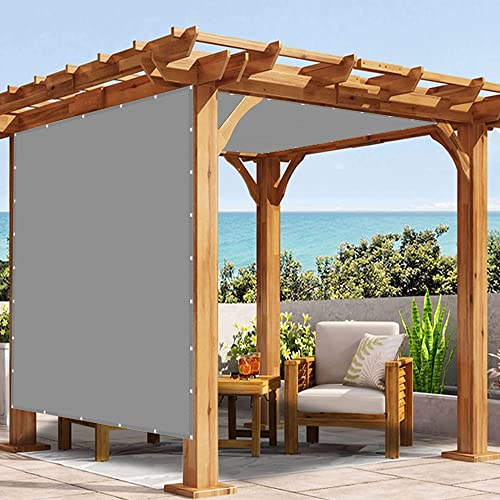Sonnensegel Rechteckig für Garten 3.5 x 7 m, Wasserdichter Balkonmarkise mit Ösen und Befestigungsseile Terrassenüberdachung für Balkon Garten, Hellgrau