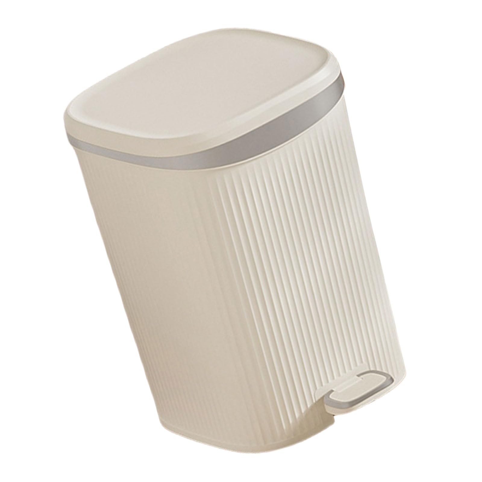 Elnwnnkc Cream Color Pedal Operated Waste Basket, Step Trash Can For Household Workplace, Durability Dustbin Sealed Lid Designs Pedal Trash Can