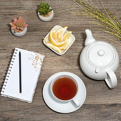Image of SAKI Large Porcelain Teapot, 48 Ounce Tea Pot with Infuser, Loose Leaf and Blooming Tea Pot - White