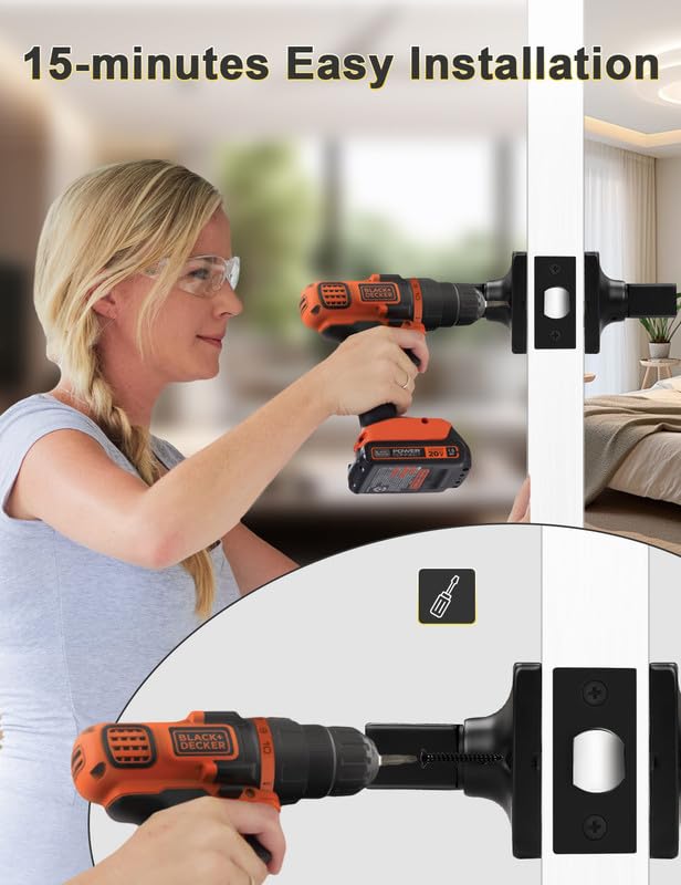 Mengico Paquete de 1 manija de puerta de paso interior color negro mate, mango resistente sin bloqueo para puertas de armario y pasillo, reversible para juegos de palancas laterales derecho e