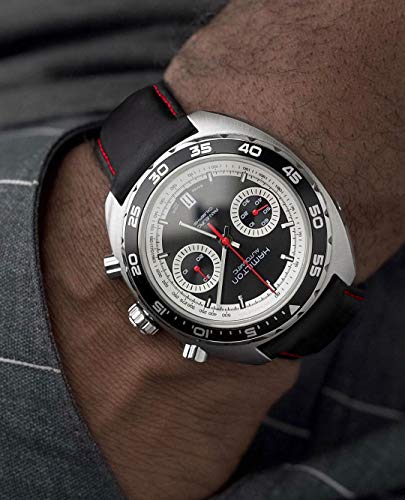 Ritche Genuine 20Mm Leather Watch Band For Omega X Swatch Moonswatch Classic Vintage Quick Release Watch Bands For Men Women Compatible With Timex Expedition Fossil Seiko Black Watch Strap Red Stitching #TOP2