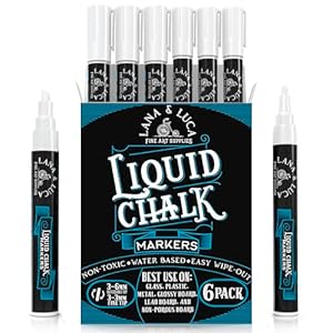 Rotulador de tiza líquida – Marcador de borrado en seco blanco – Letreros de pizarra, ventanas, pizarra, vidrio (paquete de 6) punta reversible de 0.118 a 0.118 pulgadas (0.118-0.236 in), punta fina