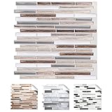 Grandora 4er Set 27 x 25,4 cm Fliesenaufkleber Kupfer marmor Silber Taupe Design 1 I 3D Mosaik Küche Bad Fliesendekor Wandaufkleber Fliesensticker W5534