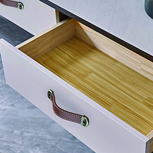 CONPHERON 4 Pcs Vintage Leather Handles Furniture Kitchen Drawer Pull Cabinet Door Handle Retro Handmade Leather Handles for Cupboard Pulls Drawer Knobs 160mm - Image 2