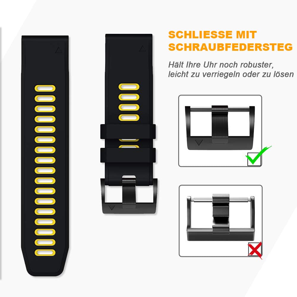 NotoCity Armband für Garmin Fenix 6x/6x Pro/5x/5x Plus/7x/7x Pro/8 51mm, Quickfit 26mm Uhrenarmband für Garmin Enduro 2, Fenix 3/3 HR, Instinct 2X, Epix Pro 51mm, Descent MK1/2, Quatix 7X((7 Stück)