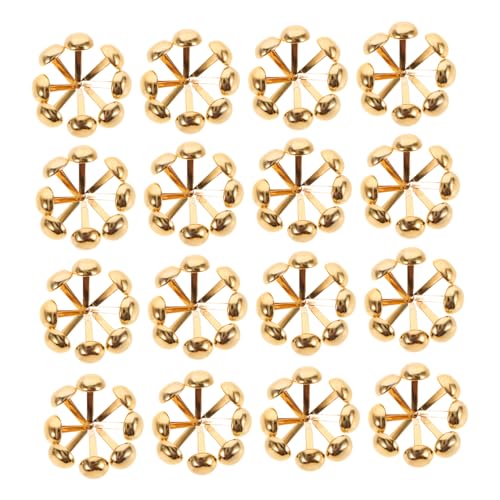 jojofuny 100pcs Mushroom Nails Mini Round Brads Fastener Scrapbook Paper Pins for Crafts Decorative Head Brad Nails Craft Pins Split Pins Crafting Supplies Golden Iron