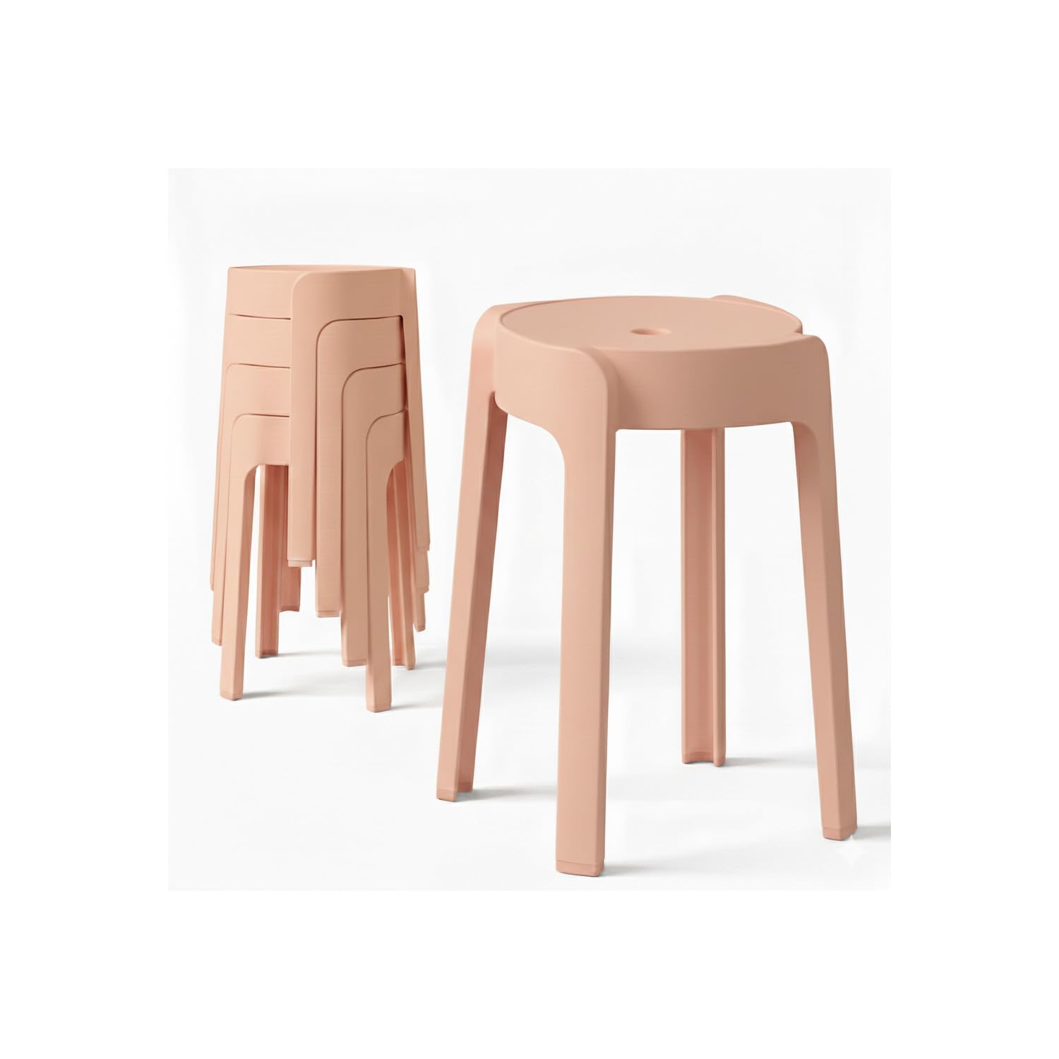Tabourets Gigognes Empilables BM Home Tab-Rose Plastique Léger Maison Cuisine Jardin