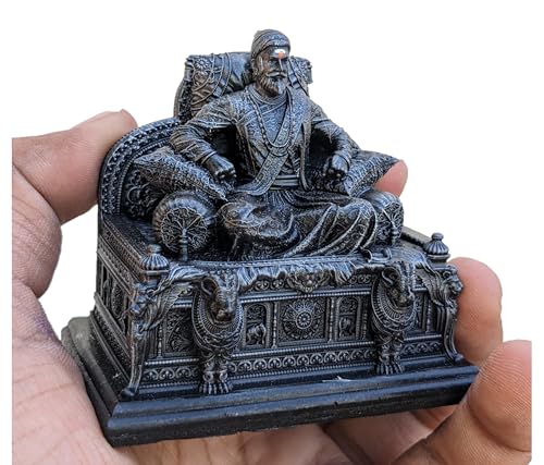Image of Chatrapati Shivaji Maharaj Rajeshahi Statue for Car Dashboard and Home (Copper Color) (3 inch)