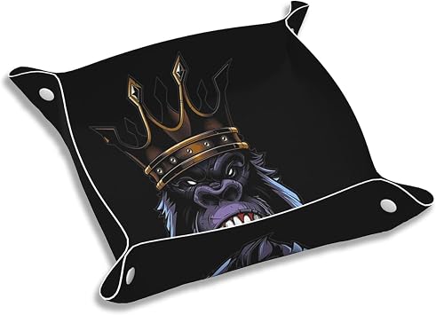 GACCAP Valet Tray for Men Husband Boyfriend Boys Catchall Bedside Vanity Tray, Nightstand Caddy Leather Holder for Keys, Phone, Wallet, Coins, Trinkets & Jewelry The Fiery Gorilla King 027